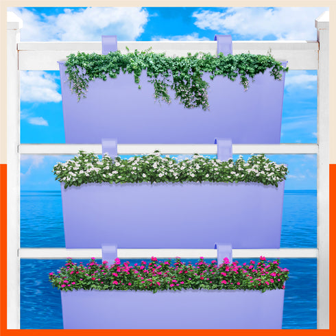 LEA Hanging Metal Pot Holders / Planters for Home / Balcony / Garden | Lavender - Set of 3